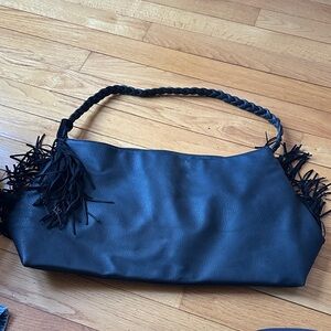 Paul Mitchell Black Fringe Shoulder Bag